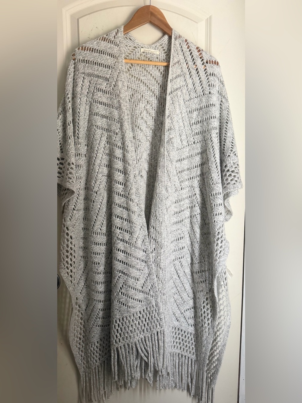 Do everything in love Light Gray Open-Front Knit Poncho cardigan one size